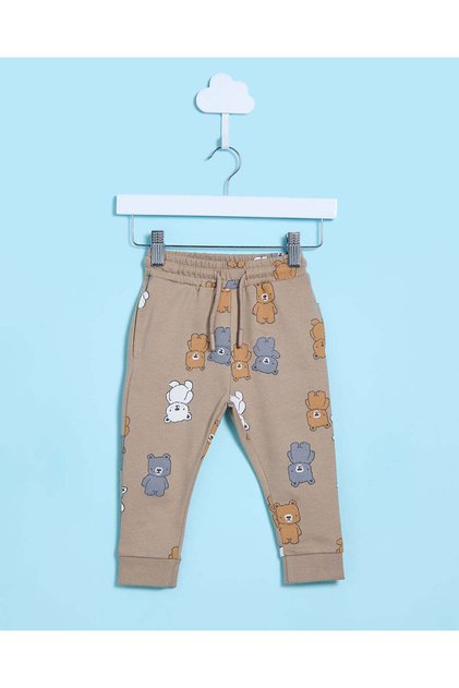 Infant Boys Brown Printed Track Pants