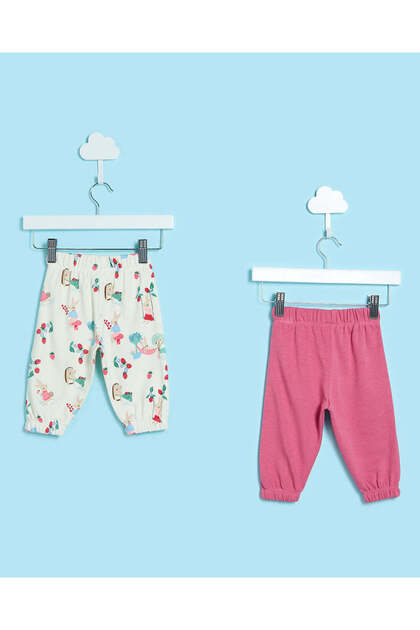 Dusty Pink Solid Pants & White All-Over Print Active Pants – 2-Piece Set