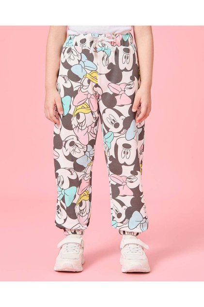 Girls Ivory Minnie Mouse Print Active Pants