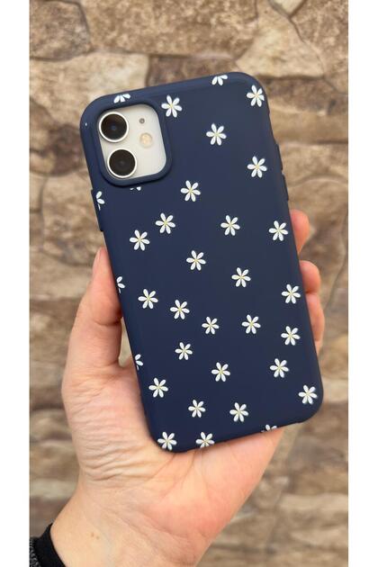 iPhone 11 Compatible Mini Daisy Patterned Silicone Shock-Absorbing Classic Protective Rubber Case