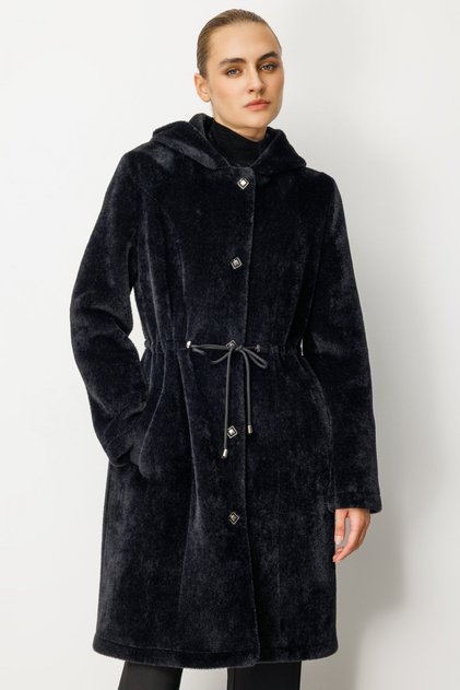 Drawstring Plush Women's Coat 6077