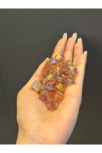 1 cm 25 Pieces Crystal Plastic Cube Jewelry Beads Brown