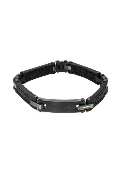 Speciale Black and Grey Leather Bracelet For Men