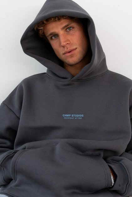 Men's Oversize Sweatshirt Hoodie Chmp Studios Printed Smoked – Hooded, Kangaroo Pocket, 3 Threads