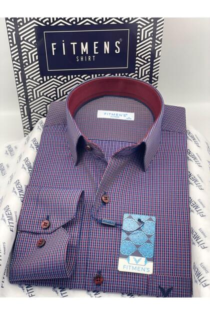 Classic Long Sleeve Checked Gift Boxed Men's Shirt Fs-004329 - Burgundy