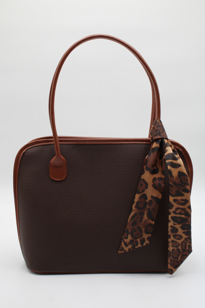 Women's Large Size Scarf Detailed Zippered Hand, Arm and Shoulder Bag