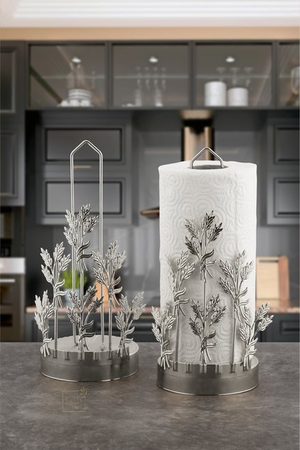 Zeytin Dallı Gümüş Metal Kağıt Havluluk-Peçetelik Ev Dekorasyon