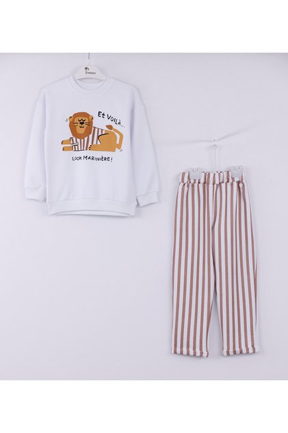 Boy'S, Cotton 2 Thread, Print Detail, Bottom Top Sweatshirt Set Rb-603