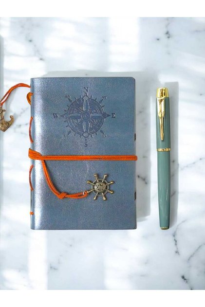 Mr Teacher's Day Leather Compass Design Notebook and Pen Set Gift Set Special Design