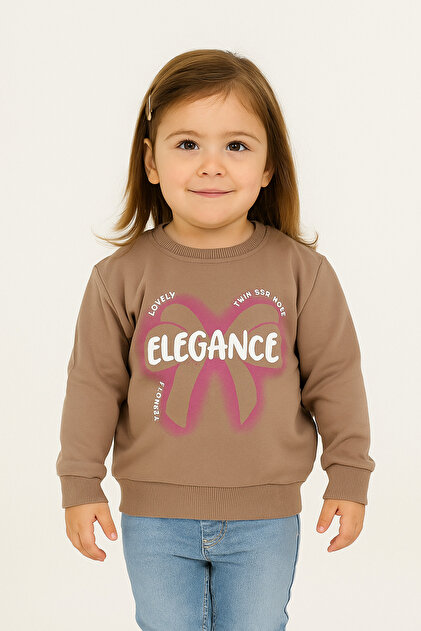 Atabay 108-11-25 Girl's Elegance Printed Sweatshirt – Cotton Fabric, Daily Comfortable Fit (1–4 Years)