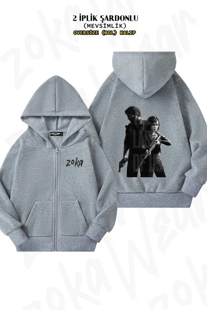 Unisex the Last of Us V5 Printed Oversized Back Printed Zippered Hooded Cardigan