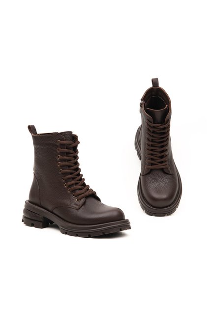 Genuine Leather Thick Sole Lace-Up Women's Boots