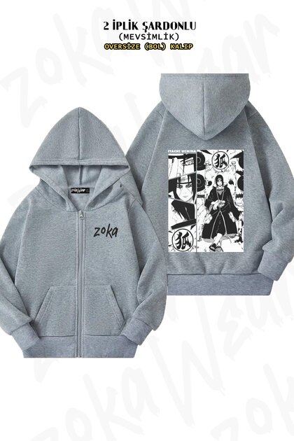Unisex Uchiha Itachi Naruto Design Printed Oversized Back Printed Zip Hooded Cardigan