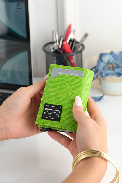 Unisex Denim Leather Wallet – Premium Quality Aluminum Mechanism, Card Holder for Women & Men