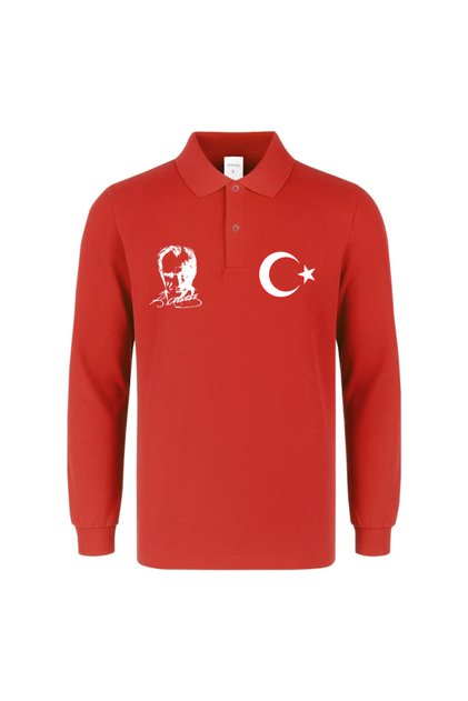 ATATÜRK-AY YILDIZ BASKILI POLO YAKA UZUN KOL TİŞÖRT