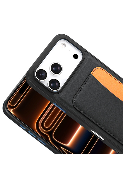 Nezih Case Apple iPhone 17 Pro Uyumlu Kart Bölmeli Suni Deri