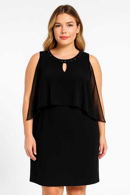 black plus size cape dress Plus Size Off The Shoulder Cape Dress, Amazon, 18/20 main image 1