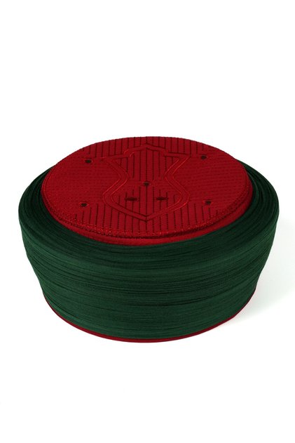 Prayer Scarf - Green Fabric - Burgundy Cap - Plain Wrap - Nâli Sharif - 7 Meters