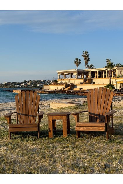 Adirondack Ahşap Bahçe Sandalyesi Dış Mekan Balkon Koltuğu
