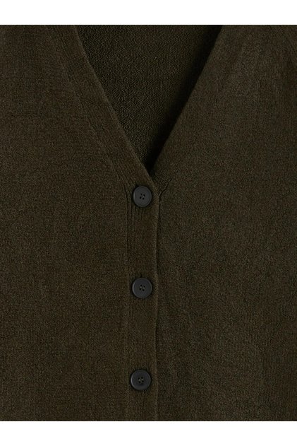 Lcw vision khaki v-neck women's knit cardigan