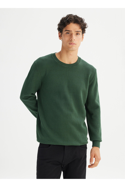 Bisiklet Yaka Regular Fit Yeşil Erkek Kazak L2520373300 Yeşil Kazak