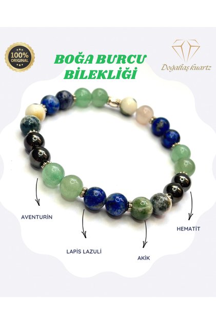 Taurus Natural Stone Bracelet. Certified Original Natural Stone