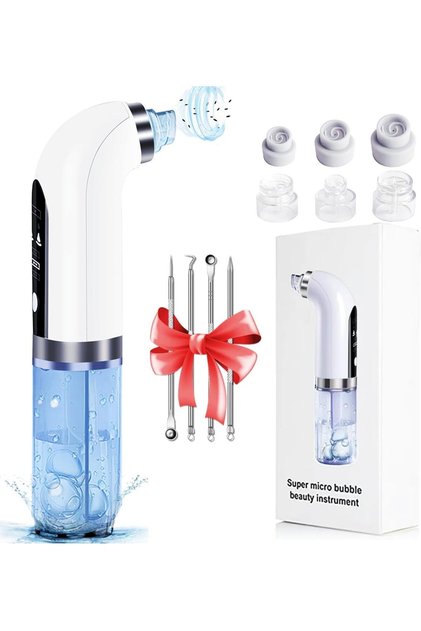 Blackhead Remover Kit 4PCS Stainless Steel Tools + Vacuum Pore Cleaner (White 1)