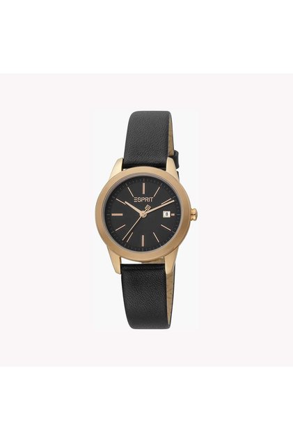 Women's Black Leather Watch, Black Dial | Es1l199m0055