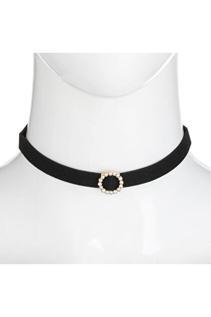 Γυναικείο κολιέ choker από μαύρο Σουέτ με χρυσό λουλούδι και χριστουγεννιάτικα στρας
