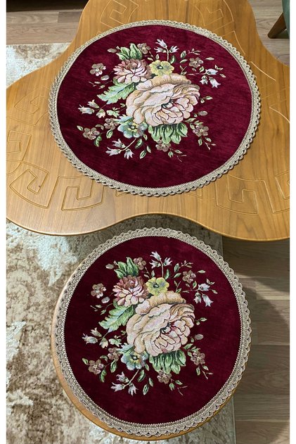 Tapestry Coffee Table 50X50-40X40 Burgundy