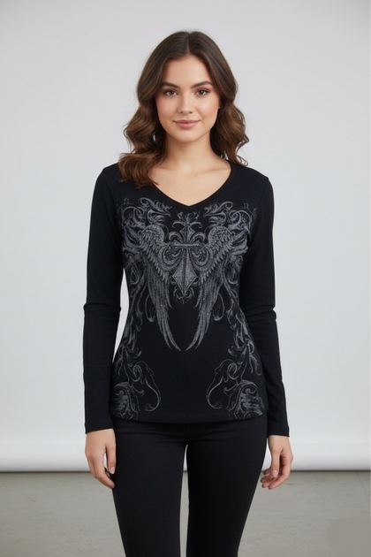 Angel Wings Gothic Tribal Uzun Kollu Bluz