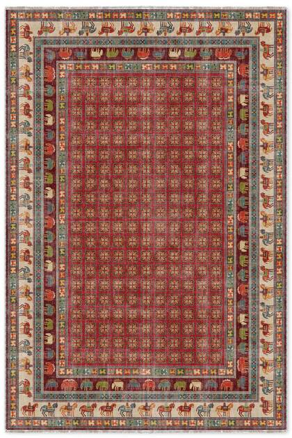 Colorful Pazırık Carpet Design Chenille Carpet Rug Runner Non-Slip Washable Fringed Living Room Kitchen