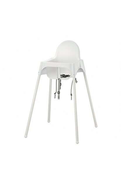 ANTILOP Highchair with safety belt, white/white