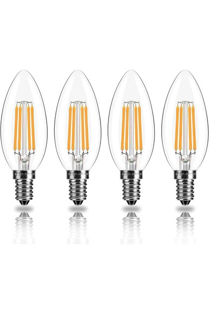 مصباح LED للثريا [4 قطع] مصابيح فتيلة 4 واط، ضوء دافئ أصفر 2700 كلفن E14 220 فولت