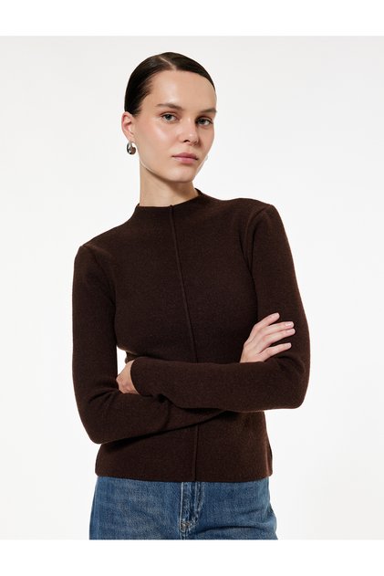 Lightweight Stand Collar Long Sleeve Knitwear Sweater