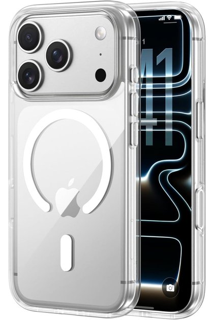 Mobocs iPhone Clear Case -Transparent Slim Protective Cover, Magnetic Charging Compatible 17 pro max