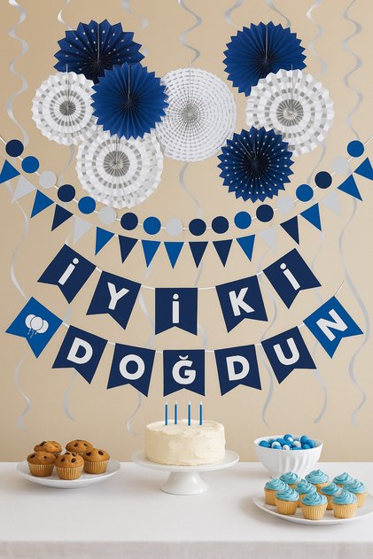 Gilded Happy Birthday Lettering, Silver Foil, 125 cm × 2 Rows, Colorful, Party, Celebration, Birthday