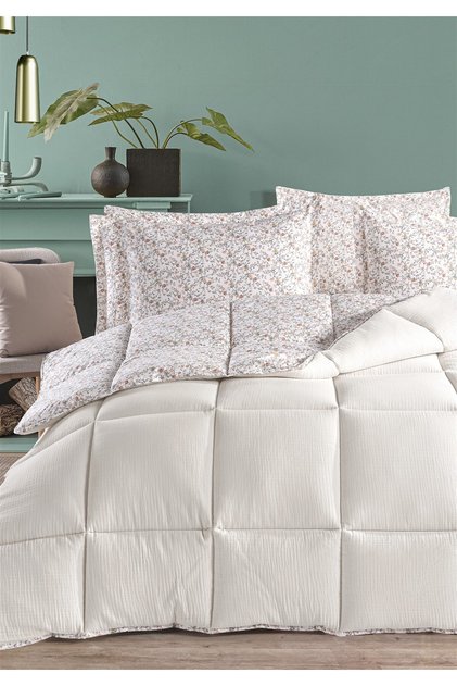 Andy Timeless 100% Cotton 4 Layer Muslin Comfort Sleeping Set Single Size Ecru 155X215 cm