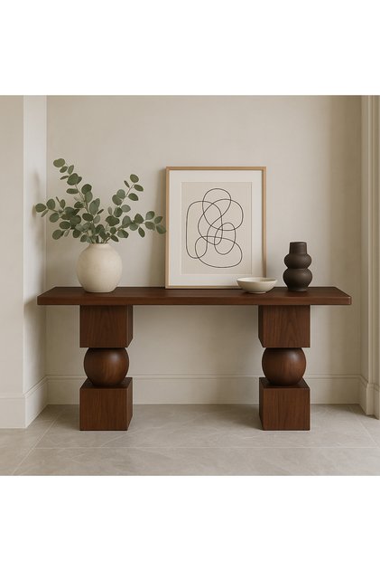 Masif Ceviz Ahşap Modern Tasarım Dresuar – El Yapımı Modern Minimal Tarz