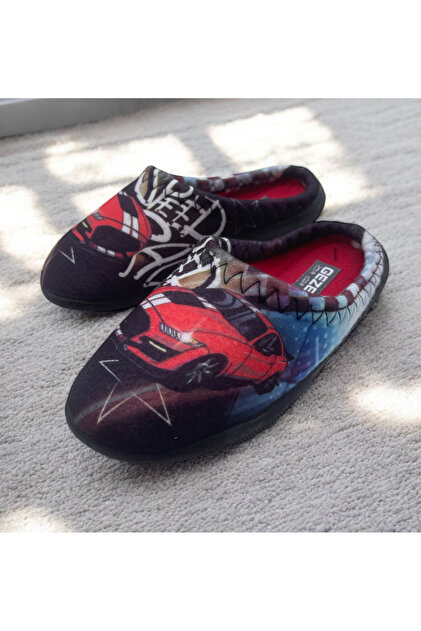 Car Patterned Winter Boys' Home Slippers. Car Winter Nursery Slippers