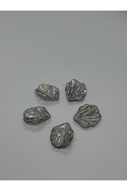 100 Pieces Leaf Pearl Gray Janjanlı Pearl Beads – 20 mm / Oyster Shaped Pearl with Hole Pearl B:54