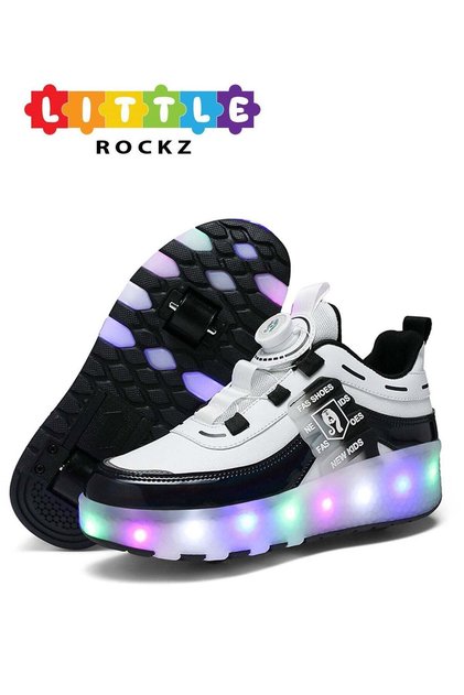 Kids Two Wheel Roller Shoes Rechargeable LED Flash Light Sneaker Skate Heelys Shoes