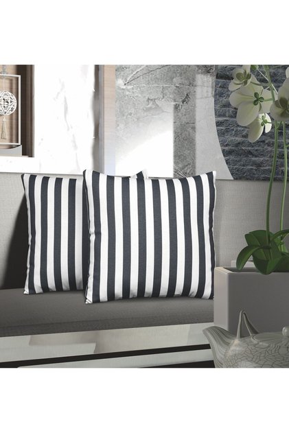 Striped Throw Pillow Cover Duck 100% Cotton Fabric 43X43