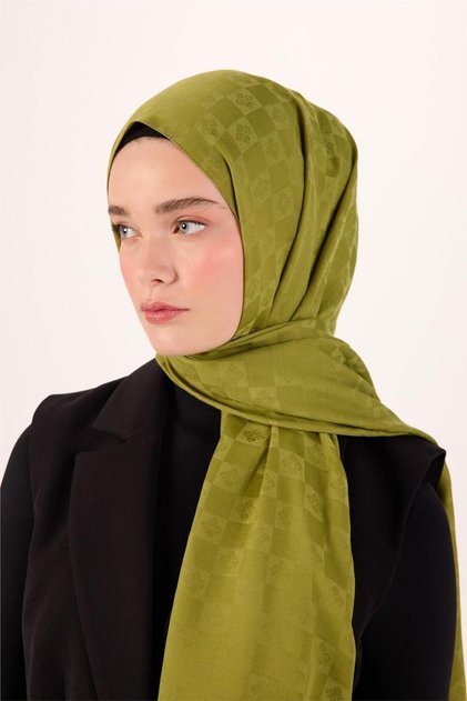 Cotton Polyester Liva Shawl Light Green Textured Breathable 90X200