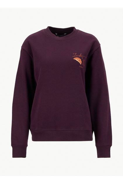 O Neck Plain Burgundy Women's Sweatshirt 261 Lcf 241011 Petra Bordo