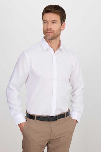 Slim Fit White Non-Iron Iron-Free 100% Cotton Eco-Friendly Ecotex Certified Shirt