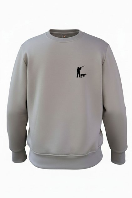 Hunting Hunter and Hunting Dog Design Printed 3 Thread Åž Fleece-Lined 100% Cotton Anthracite Sweatshirt