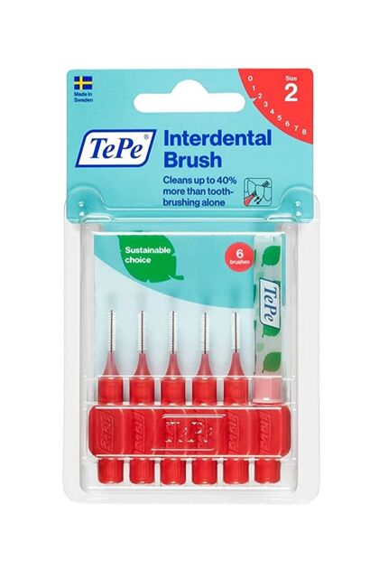 Interdental Brush Red 0.5mm 6's Size 2