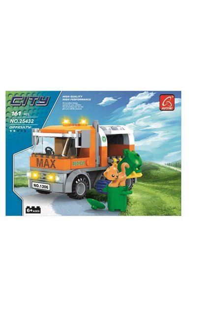 City Series Garbage Truck Set – 161 Piece Recycling Vehicle Building Game