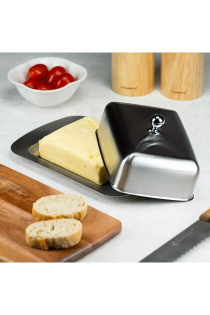 Cutie pentru unt din inox, cu capac, 19x12,5x1cm, cutie pentru unt